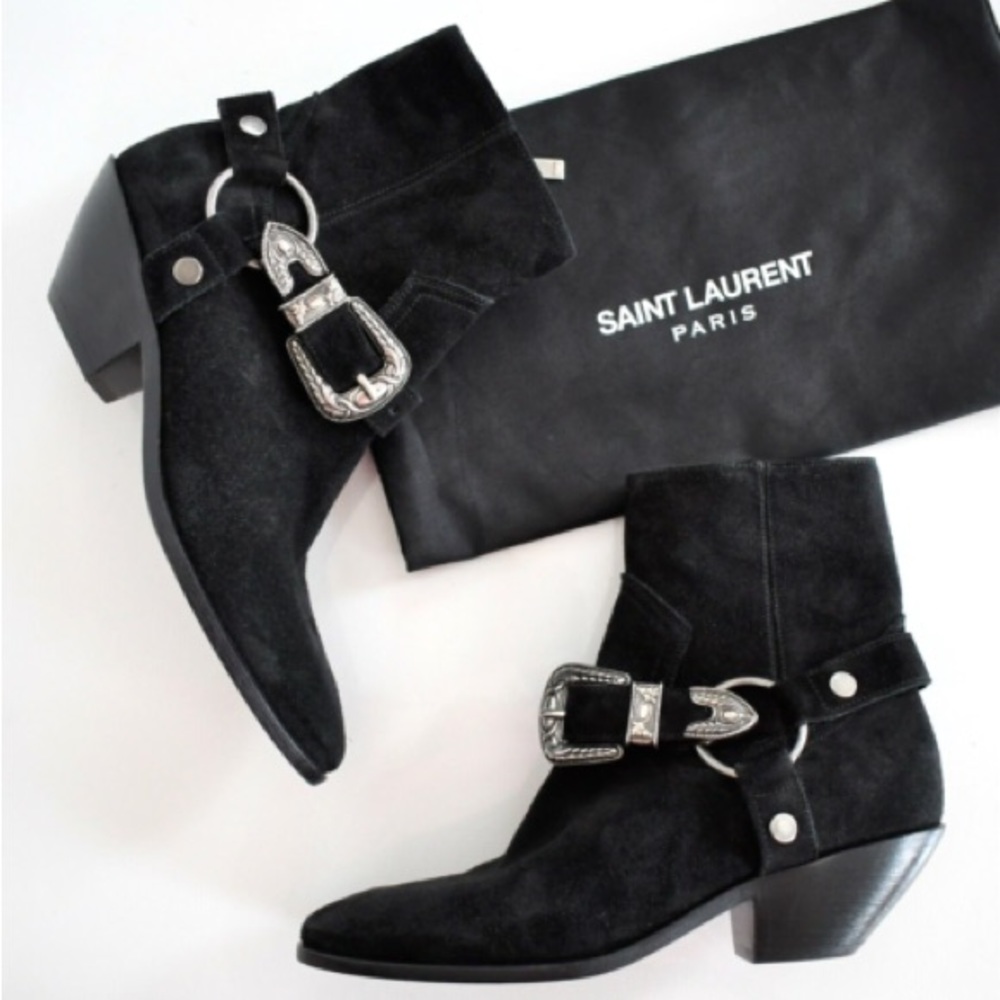 Brand new YSL western boots. Sued.